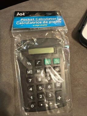 Jot Black Pocket Calculator - Portable 8-Digit Display